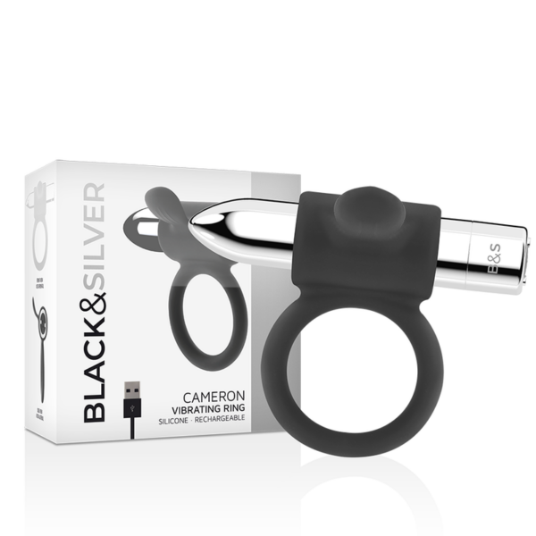 Black & Silver Cameron — Vibrating Cock Ring, Silver — Cock Rings — view 6