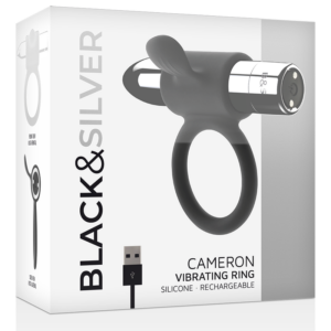 Black & Silver Cameron — Vibrating Cock Ring, Silver — Cock Rings — view 3