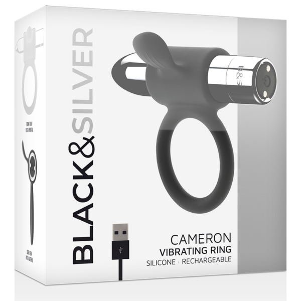Black & Silver Cameron — Vibrating Cock Ring, Silver — Cock Rings — view 3