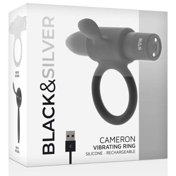 Black & Silver Cameron — Vibrating Cock Ring, Black — Cock Rings — view 5
