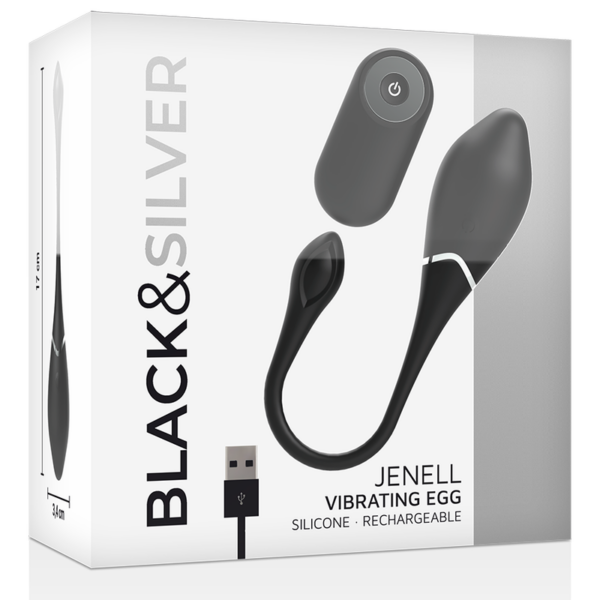 Black & Silver Jenell — Vibrating Egg, Remote Control — Clitoral Stimulators — view 7