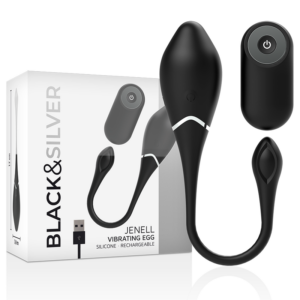 Black & Silver Jenell — Vibrating Egg, Remote Control — Clitoral Stimulators — view 2