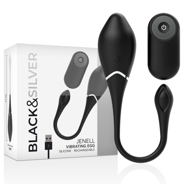 Black & Silver Jenell — Vibrating Egg, Remote Control — Clitoral Stimulators — view 2
