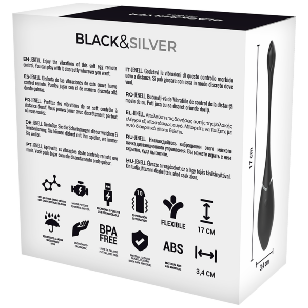 Black & Silver Jenell — Vibrating Egg, Remote Control — Clitoral Stimulators — view 8