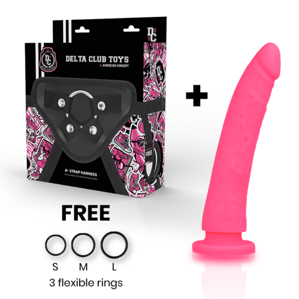 Delta Club — Strap-On, Silicone, 17 cm, Pink — Non-Vibrating Harnesses — view 9