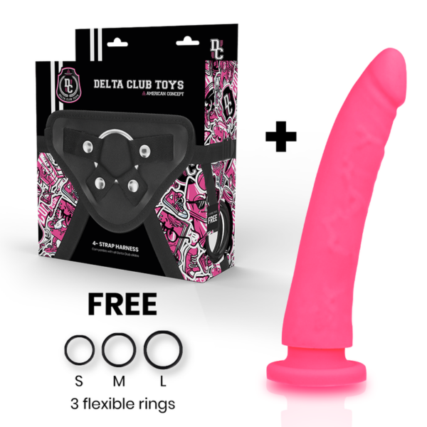 Delta Club — Strap-On, Silicone, 20 cm, Pink — Non-Vibrating Harnesses — view 7