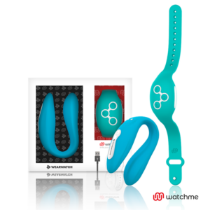 Wearwatch Dual — Couples Vibrator, Blue with Teal Watch — Clitoral Stimulators
