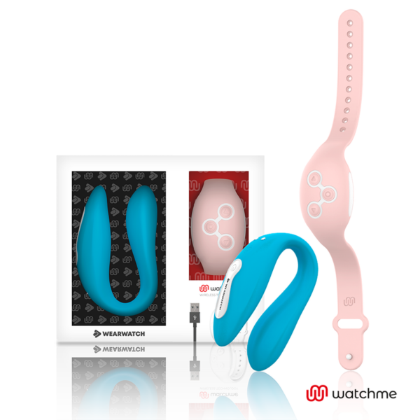 Wearwatch Dual — Couples Vibrator, Blue with Pink Watch — Clitoral Stimulators