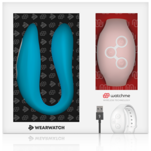 Wearwatch Dual — Couples Vibrator, Blue with Pink Watch — Clitoral Stimulators — view 2