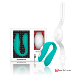 Wearwatch Dual — Couples Vibrator, Teal with White Watch — Clitoral Stimulators