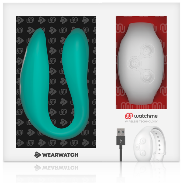 Wearwatch Dual — Couples Vibrator, Teal with White Watch — Clitoral Stimulators — view 3