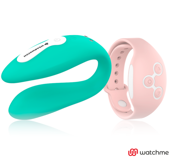 Wearwatch Dual — Couples Vibrator, Teal with Pink Watch — Clitoral Stimulators — view 7