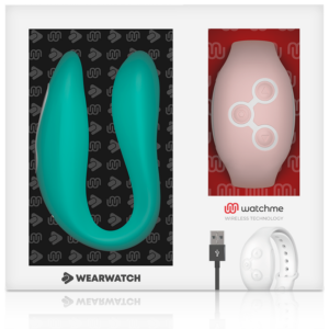 Wearwatch Dual — Couples Vibrator, Teal with Pink Watch — Clitoral Stimulators — view 3