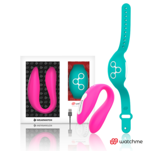 Wearwatch Dual — Couples Vibrator, Fuchsia with Teal Watch — Clitoral Stimulators