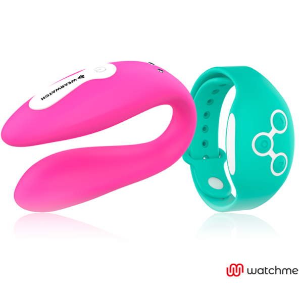 Wearwatch Dual — Couples Vibrator, Fuchsia with Teal Watch — Clitoral Stimulators — view 6