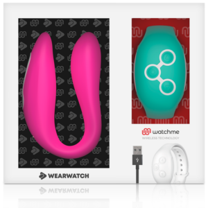 Wearwatch Dual — Couples Vibrator, Fuchsia with Teal Watch — Clitoral Stimulators — view 3