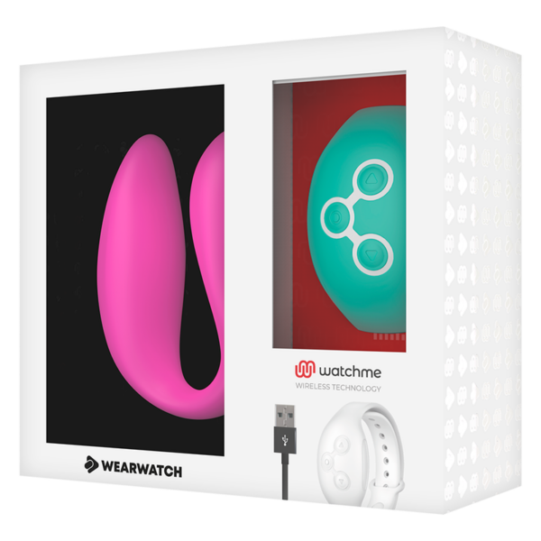 Wearwatch Dual — Couples Vibrator, Fuchsia with Teal Watch — Clitoral Stimulators — view 2