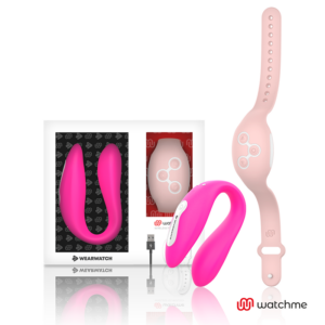 Wearwatch Dual — Couples Vibrator, Fuchsia with Pink Watch — Clitoral Stimulators