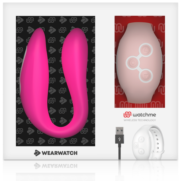 Wearwatch Dual — Couples Vibrator, Fuchsia with Pink Watch — Clitoral Stimulators — view 6