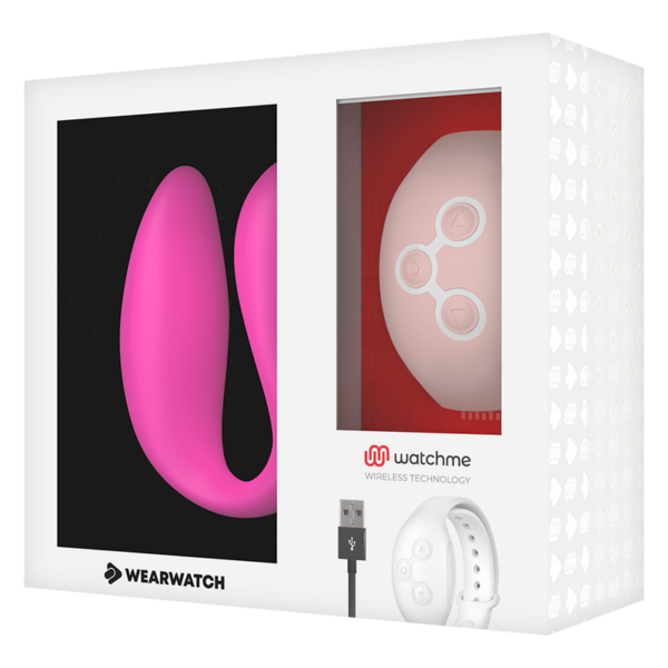 Wearwatch Dual — Couples Vibrator, Fuchsia with Pink Watch — Clitoral Stimulators — view 2