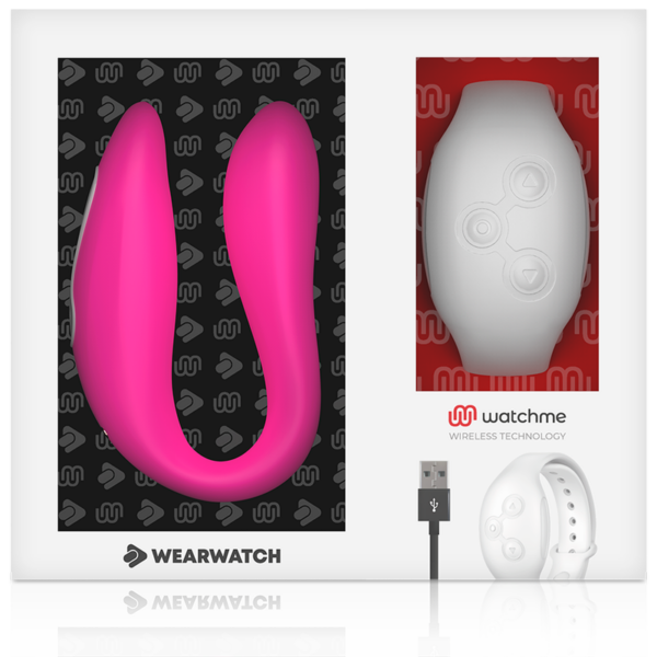Wearwatch Dual — Couples Vibrator, Fuchsia with White Watch — Clitoral Stimulators — view 2