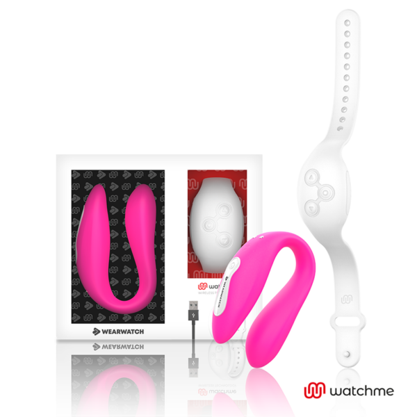 Wearwatch Dual — Couples Vibrator, Fuchsia with White Watch — Clitoral Stimulators