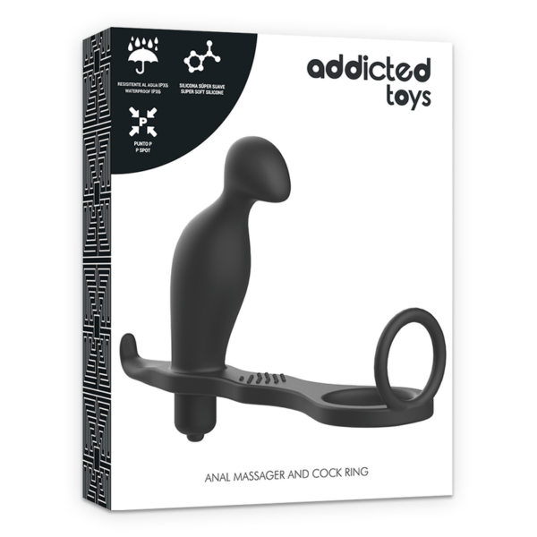 Addicted Toys — Prostate Vibrator, Silicone, 12 cm, Cock Ring — Anal — view 4