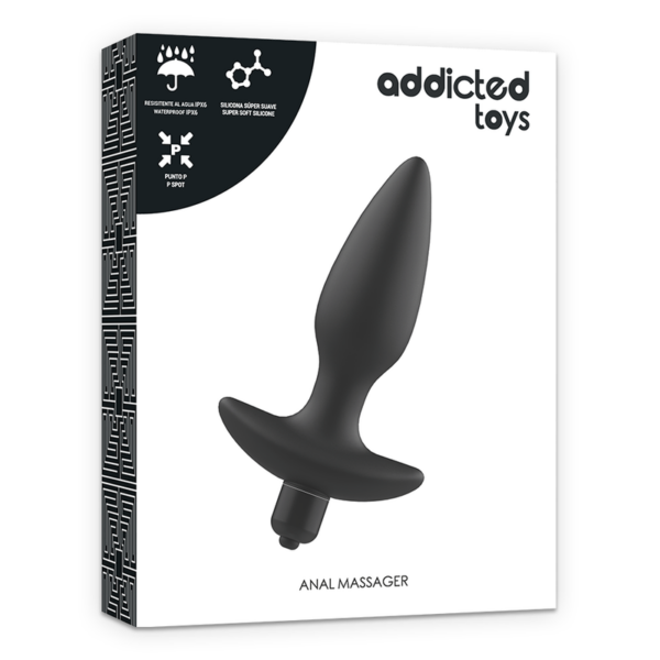 Addicted Toys — Vibrating Butt Plug, Black — Anal — view 5