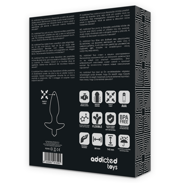 Addicted Toys — Vibrating Butt Plug, Black — Anal — view 6