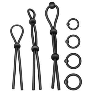 Addicted Toys 7-Piece — Cock Ring Set, Black — Classic Cock Rings