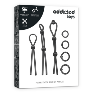 Addicted Toys 7-Piece — Cock Ring Set, Black — Classic Cock Rings — view 2