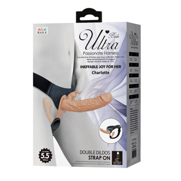 Baile Charlotte — Double Strap-On, Waterproof, Flesh — Couples — view 2
