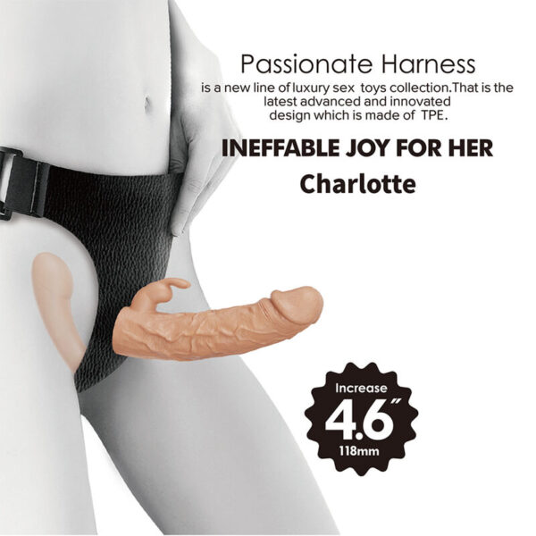 Baile Charlotte — Double Strap-On, Waterproof, Flesh — Couples — view 5