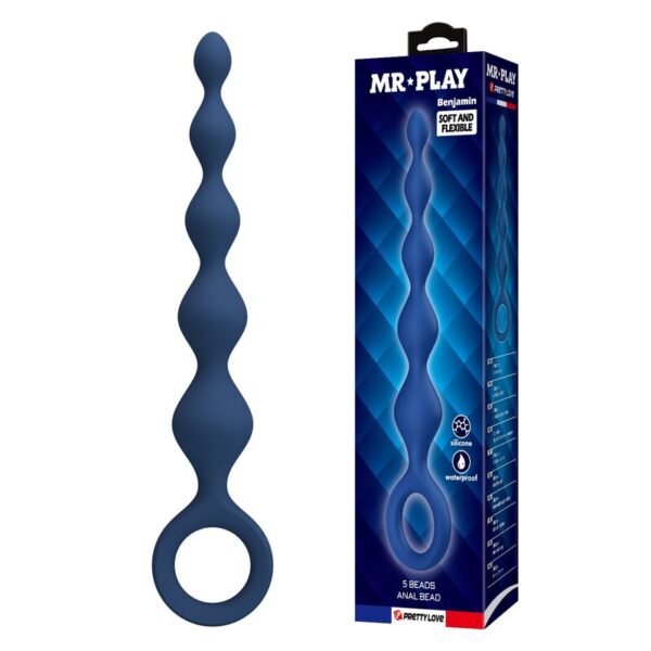 Mr Play — Anal Beads, Silicone, 20.4 cm, Blue