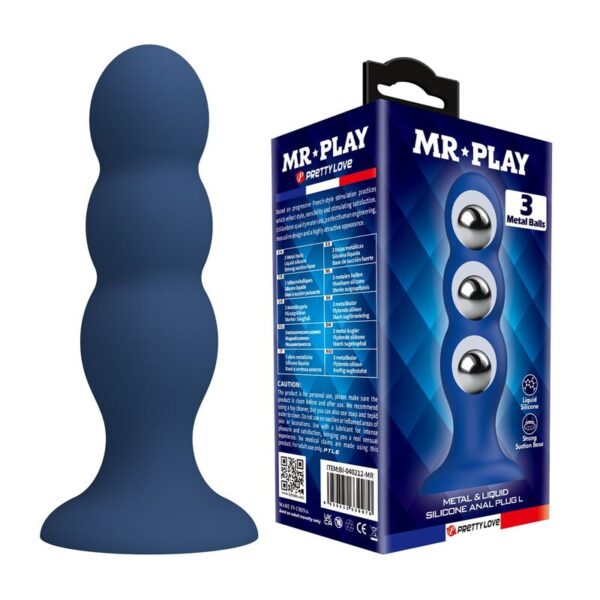 Mr Play 3 Balls — Butt Plug, Suction Cup, Blue — Anal
