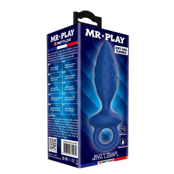 Mr Play Textured — Butt Plug, Size L, Blue — Anal — view 4