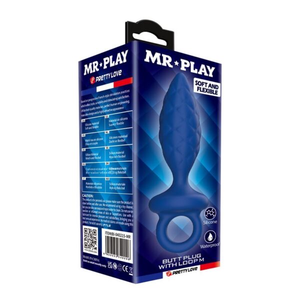 Mr Play Textured — Butt Plug, Size M, Blue — Anal — view 8