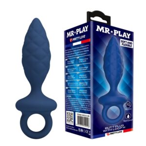 Mr Play Textured — Butt Plug, Size M, Blue — Anal