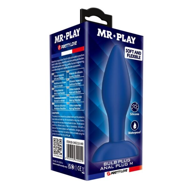 Mr Play Tapered — Butt Plug, Silicone, Size M, Blue — Anal — view 3