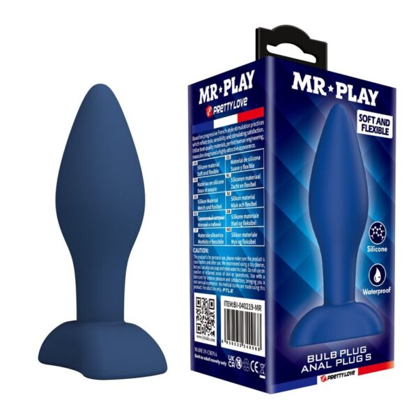 Mr Play Tapered — Butt Plug, Silicone, Size S, Blue — Anal