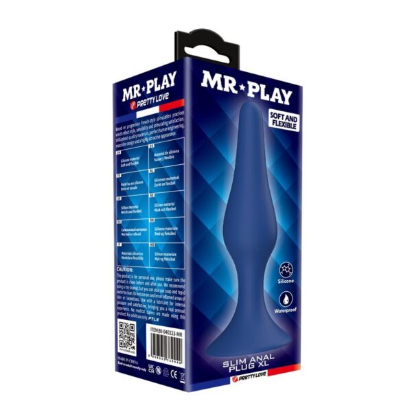Mr Play Tapered — Butt Plug, Silicone, Size XL, Blue — Anal — view 2