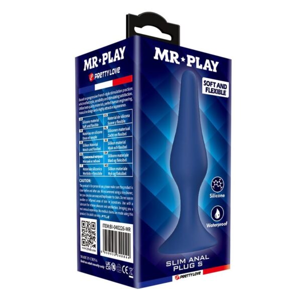 Mr Play Slim — Butt Plug, Silicone, Size S, Blue — Anal — view 7