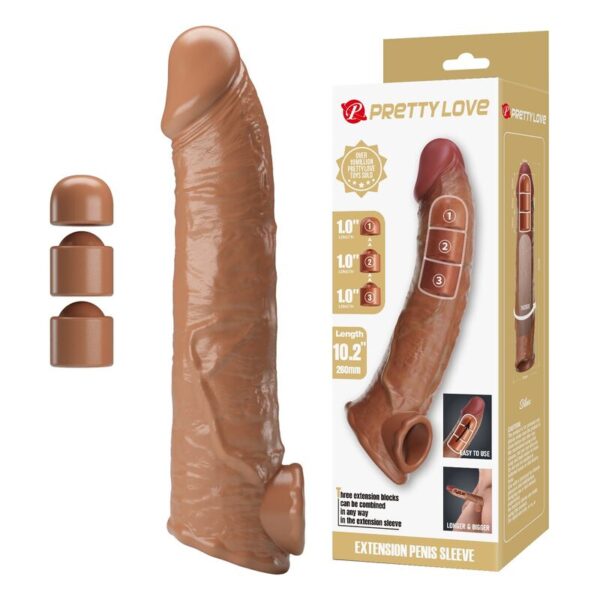 Pretty Love — Penis Extension Sleeve, 26 cm, Brown — Penis Accessories