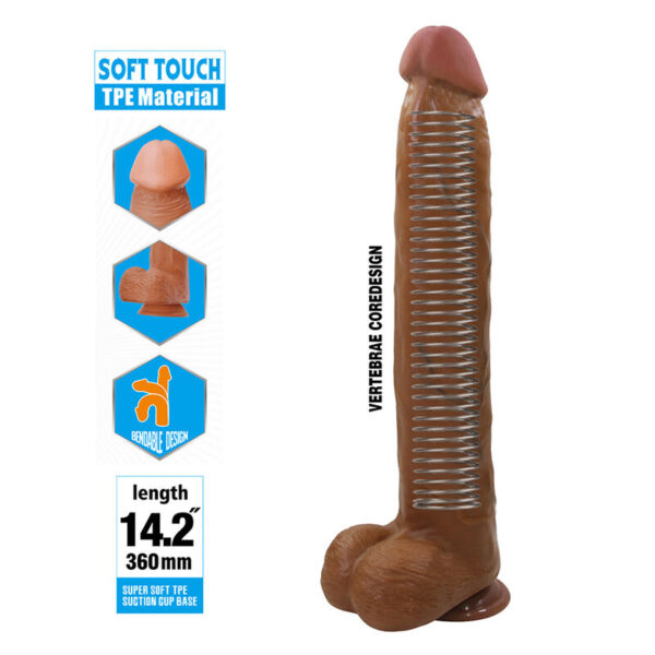 Pretty Love Dany — Realistic Dildo, Suction Cup, 36 cm, Brown — Dildos — view 5