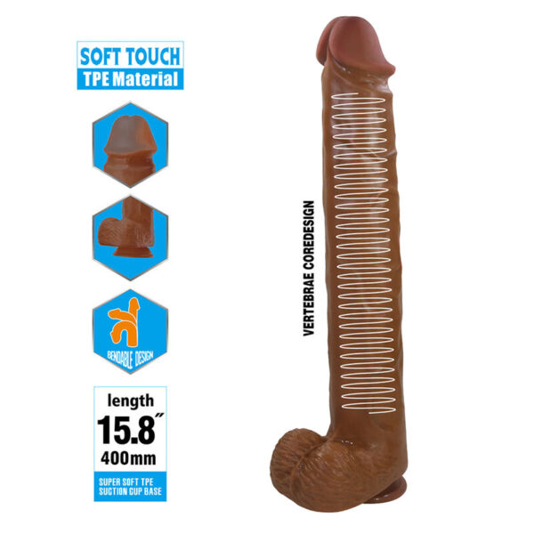 Pretty Love Pat — Realistic Dildo, Suction Cup, 40 cm, Brown — Dildos — view 4