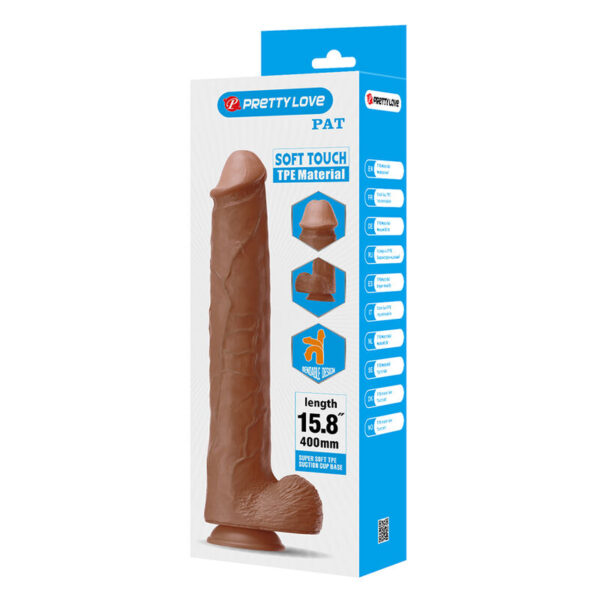Pretty Love Pat — Realistic Dildo, Suction Cup, 40 cm, Brown — Dildos — view 5