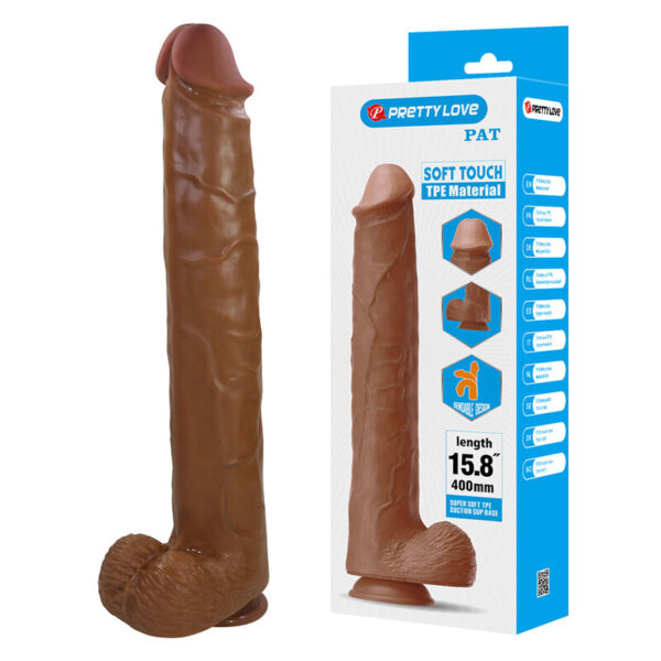 Pretty Love Pat — Realistic Dildo, Suction Cup, 40 cm, Brown — Dildos