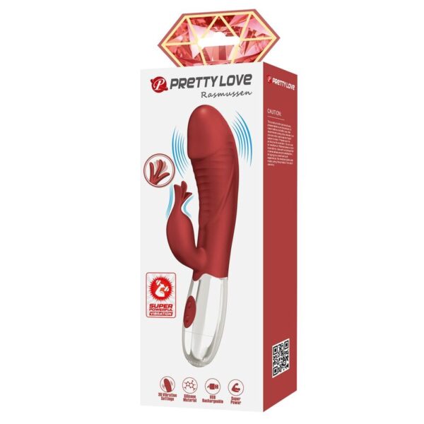 Pretty Love Rosewood — Rabbit Vibrator, Rechargeable, Red — Rabbit Vibrators — view 8