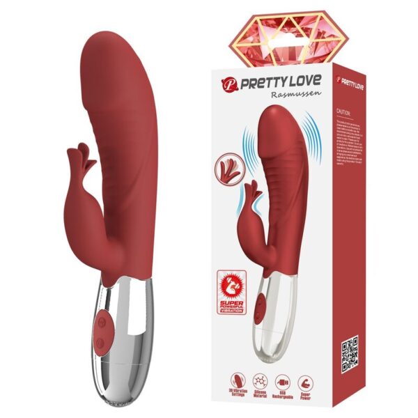 Pretty Love Rosewood — Rabbit Vibrator, Rechargeable, Red — Rabbit Vibrators — view 9