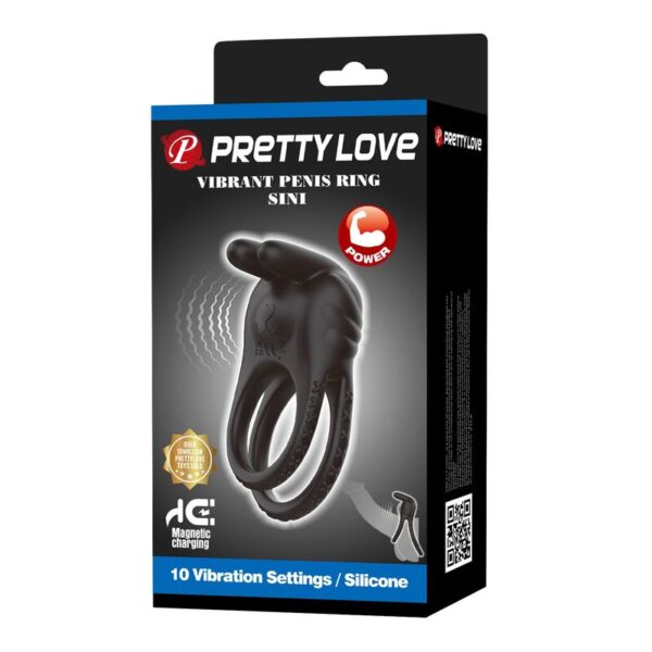Pretty Love Sini — Vibrating Cock Ring, Rechargeable, Black — Cock Rings — view 2